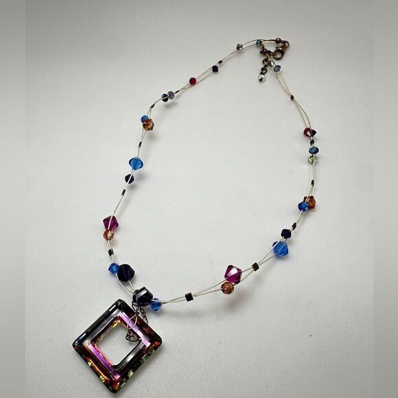16" Swarovski crystal beads on wire,  with 925 stamped clasp necklace! - Picture 1 of 14